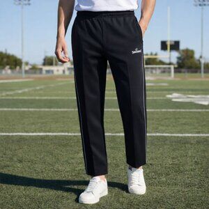 Sweatpants Spalding Mens XL Black Athletic Sport Pants Elastic Drawstring Stripe